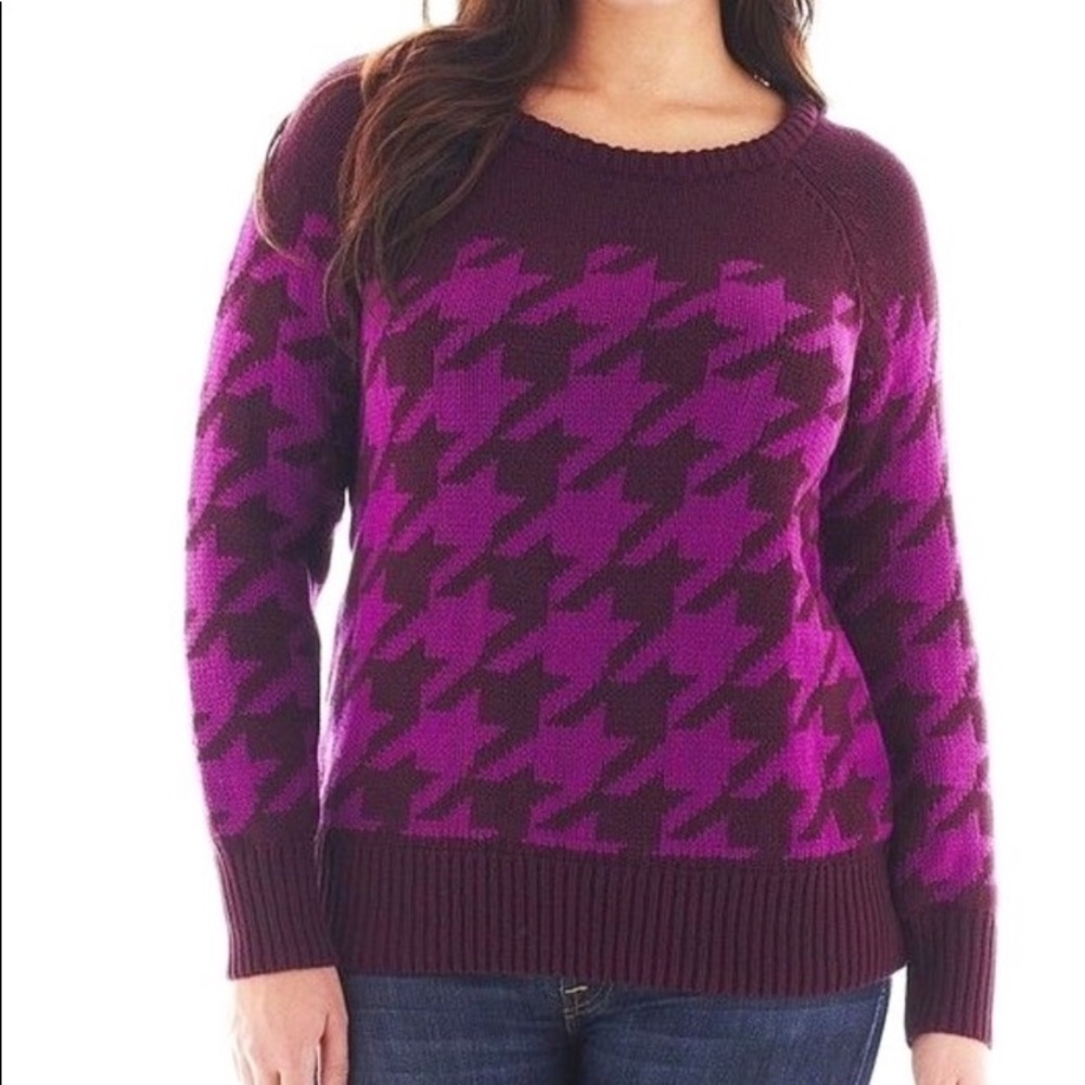 NWOT Liz Claiborne Houndstooth Sweater 1X